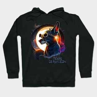 Solar Eclipse 2024 Texas Dog ing Solar Eclipse Hoodie